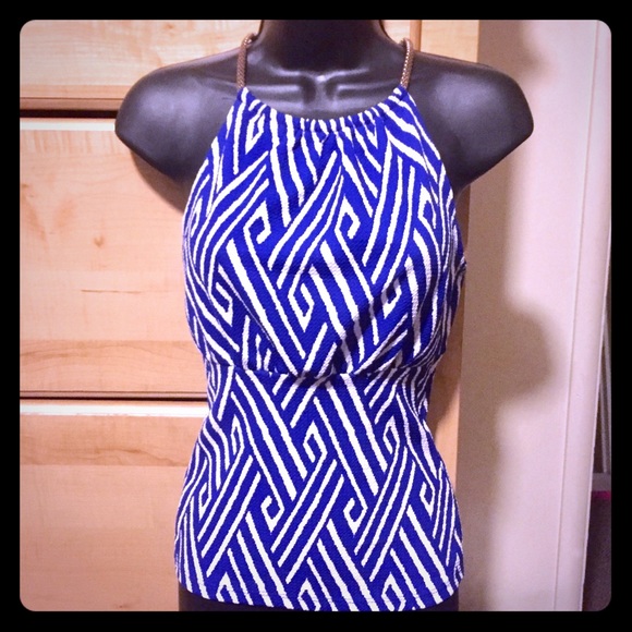 Papaya Tops - Printed Chain Collared Tank Top